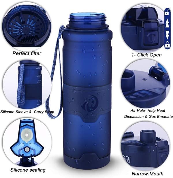 botella de agua de plastico con filtro